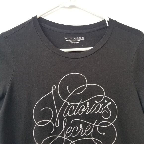 VICTORIA'S SECRET BLACK SHORT SLEEVE TEE.  SIZE S - Picture 6 of 7